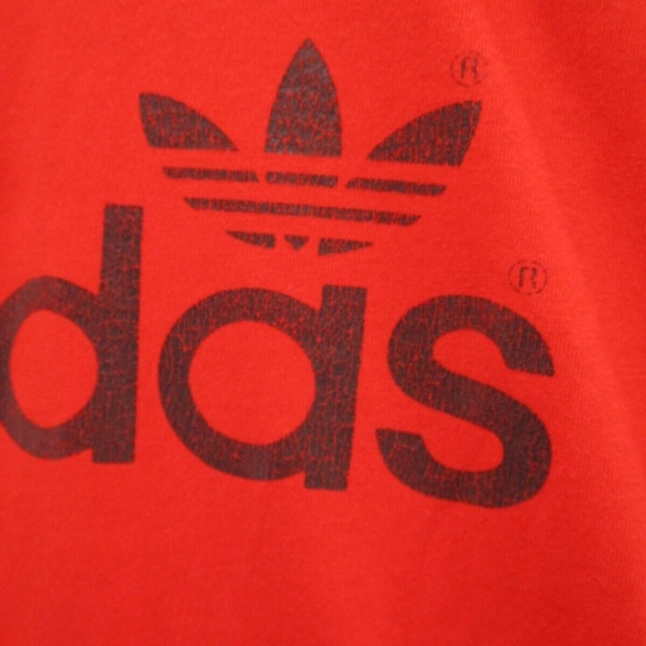Adidas Shirt Adult Medium Vintage 1970s Silent Ringer Spellout Logo Orange Mens - Picture 6 of 14